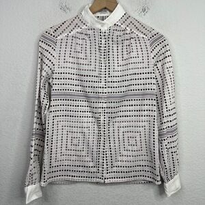 Saint-Clair Shirt Womens Size 40 Geometric Floral Long Sleeve Romantic‎ Coquette